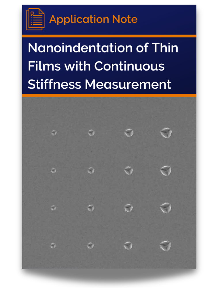 <p>Cover of application note: Nanoindentation of Thin Films: Advantages of CSM</p>