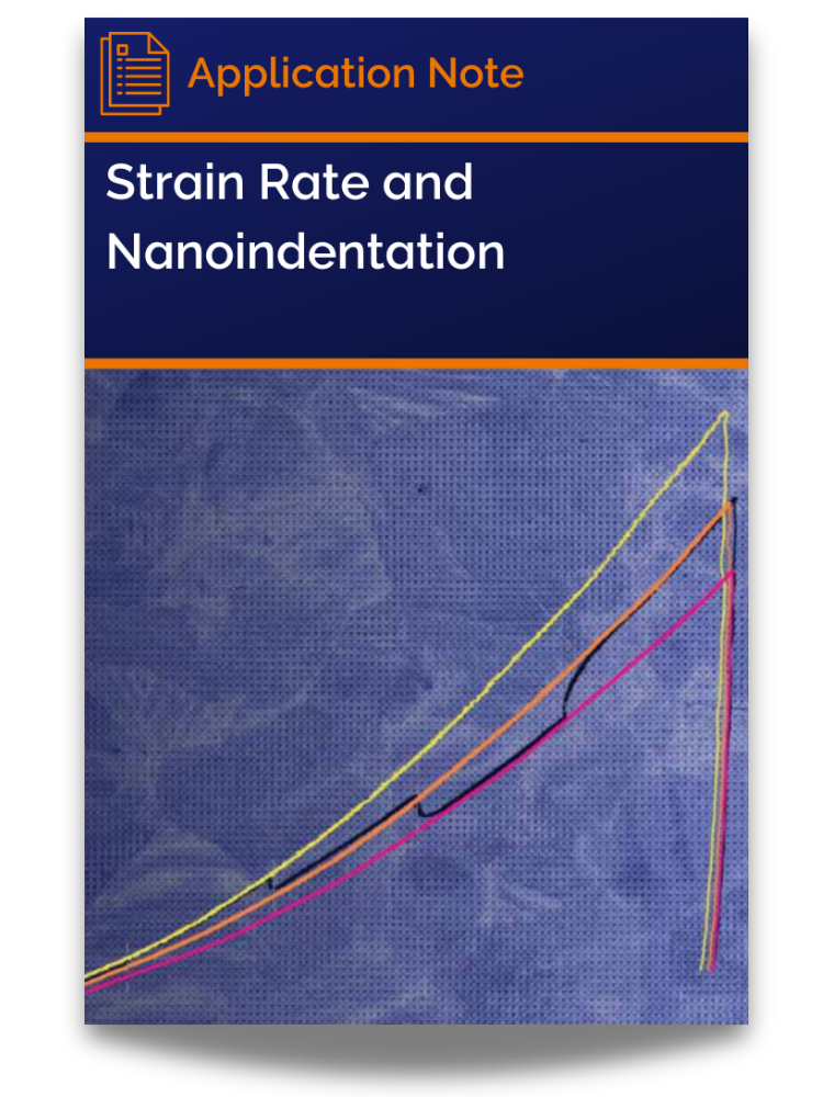<p>Cover of application note: Strain Rate and Nanoindentation</p>
