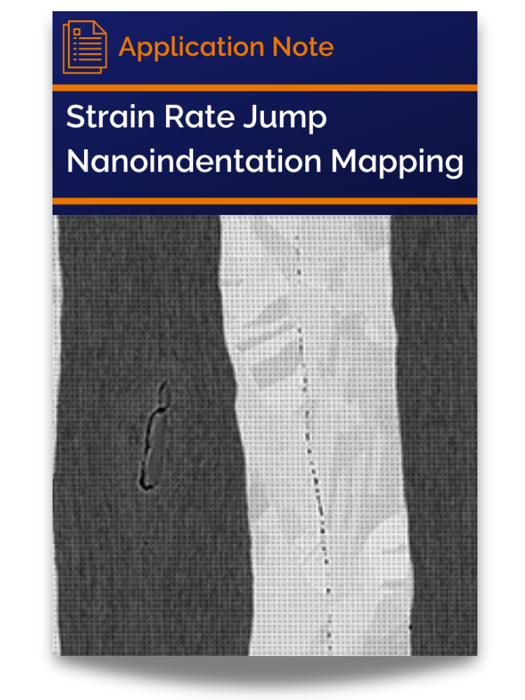 <p>Cover of application note: Strain Rate Jump Nanoindentation Mapping</p>