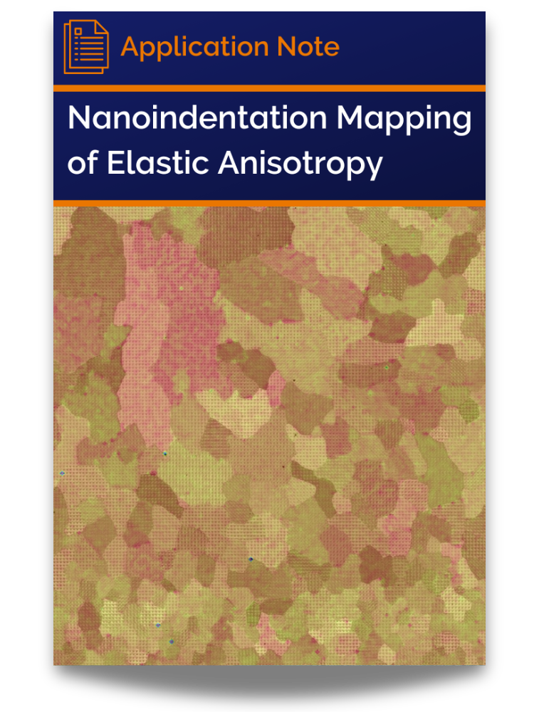 <p>Cover of application note: Metal Fingerprints - Revealing Elastic Anisotropy in FCC Nickel with Correlative Mechanical Microscopy</p>