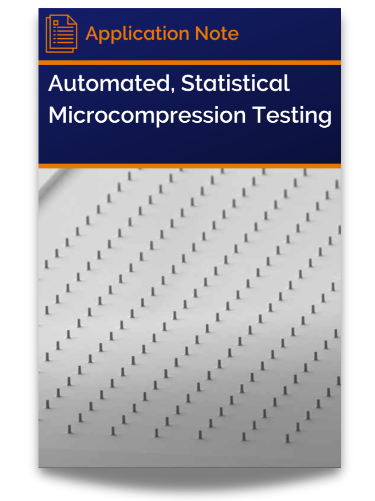<p>Cover of application note: Automated, Statistical Microcompression Testing</p>